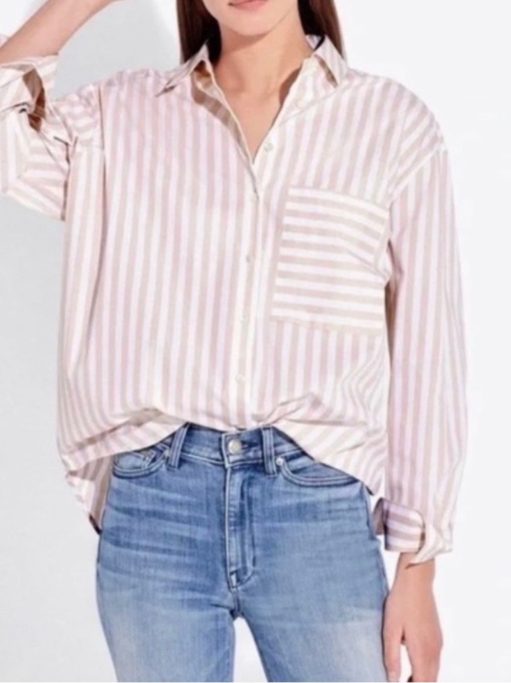 AYR Deep End Pink and Cream Striped Button-Down Shirt